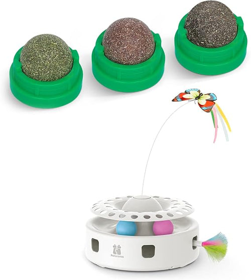 3 Catnip Balls and Interactive 3 in 1 Cat Toy Bundle